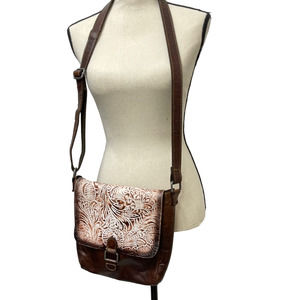 Jack Georges Savio Horseshoe Tooled Leather Crossbody Bag